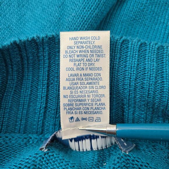 Teal Blue Green Fall Applique Cardigan by Classic Elements Ribbed Waist size XL - Picture 13 of 13